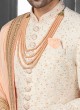 Silk Sherwani In Off-White Color